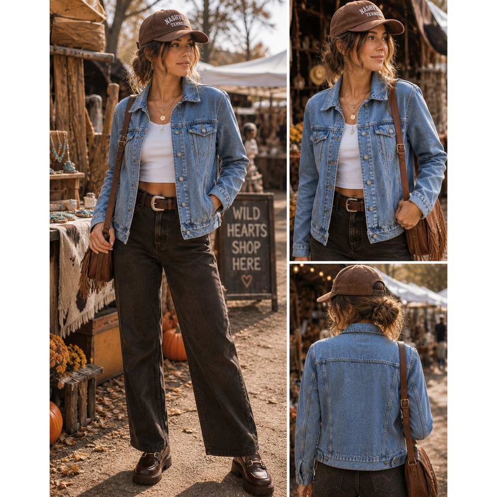 Old Navy Denim Trucker Jacket L 10-12 Light Wash 6 Pocket Classic Jea